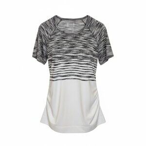 Athleta Momentum Short Sleeve |Black/White Ombre Stripe |Performance Activewear